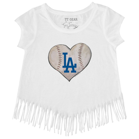 Los Angeles Dodgers Stitched Heart Fringe Tee - Tiny Turnip
