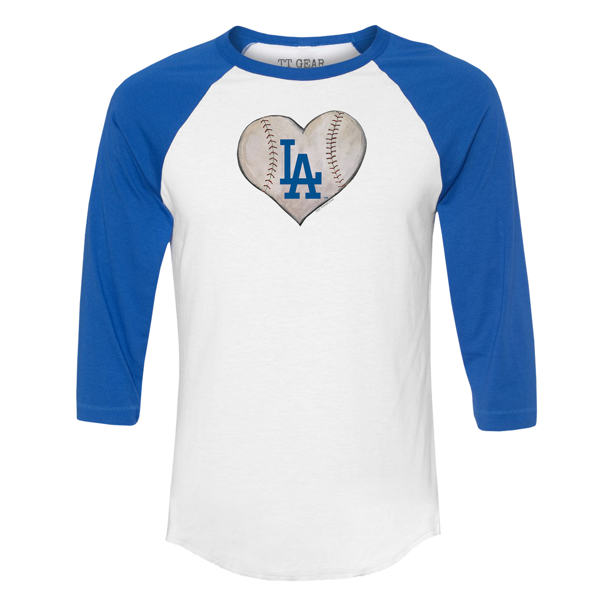 Los Angeles Dodgers Stitched Heart 3/4 Royal Blue Sleeve Raglan - Tiny Turnip