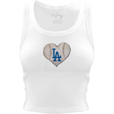 Los Angeles Dodgers Baseball Heart Crop Tank - Tiny Turnip