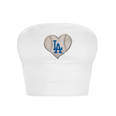 Los Angeles Dodgers Stitched Heart Crop Tube Top - Tiny Turnip