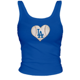 Los Angeles Dodgers Baseball Heart Ribbed Tank - Tiny Turnip