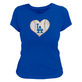 Los Angeles Dodgers Stitched Heart Women's Tee Shirt - Tiny Turnip