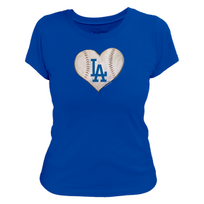Los Angeles Dodgers Stitched Heart Women's Tee Shirt - Tiny Turnip