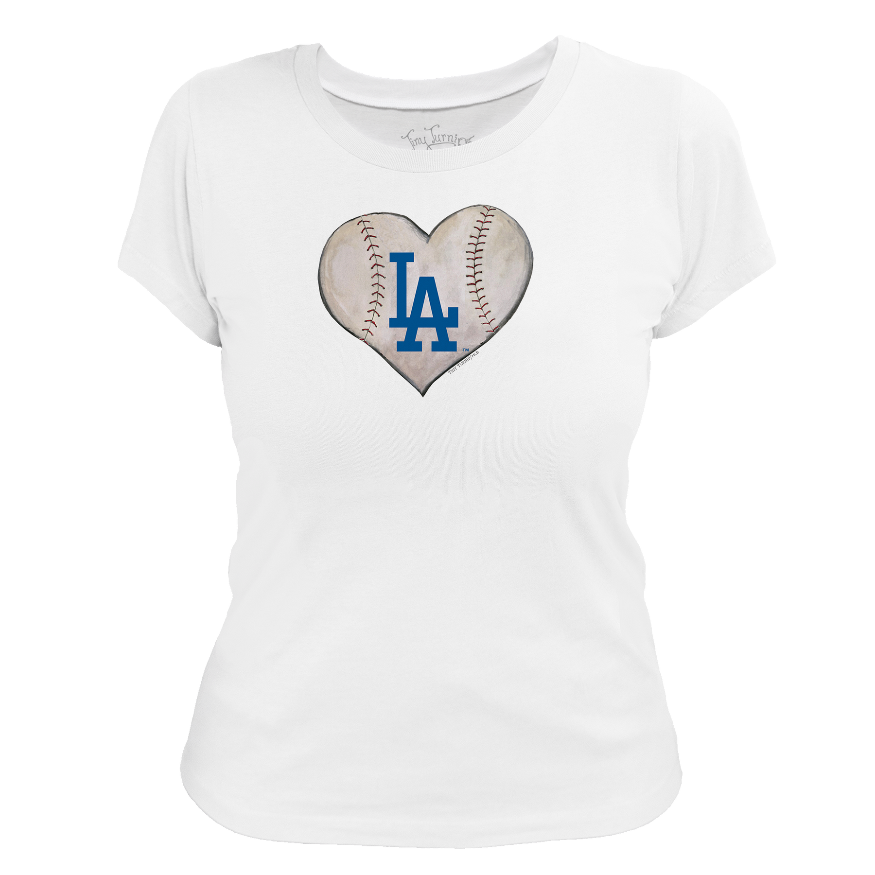 Los Angeles Dodgers Stitched Heart Women's Tee Shirt - Tiny Turnip