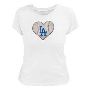 Los Angeles Dodgers Stitched Heart Women's Tee Shirt - Tiny Turnip