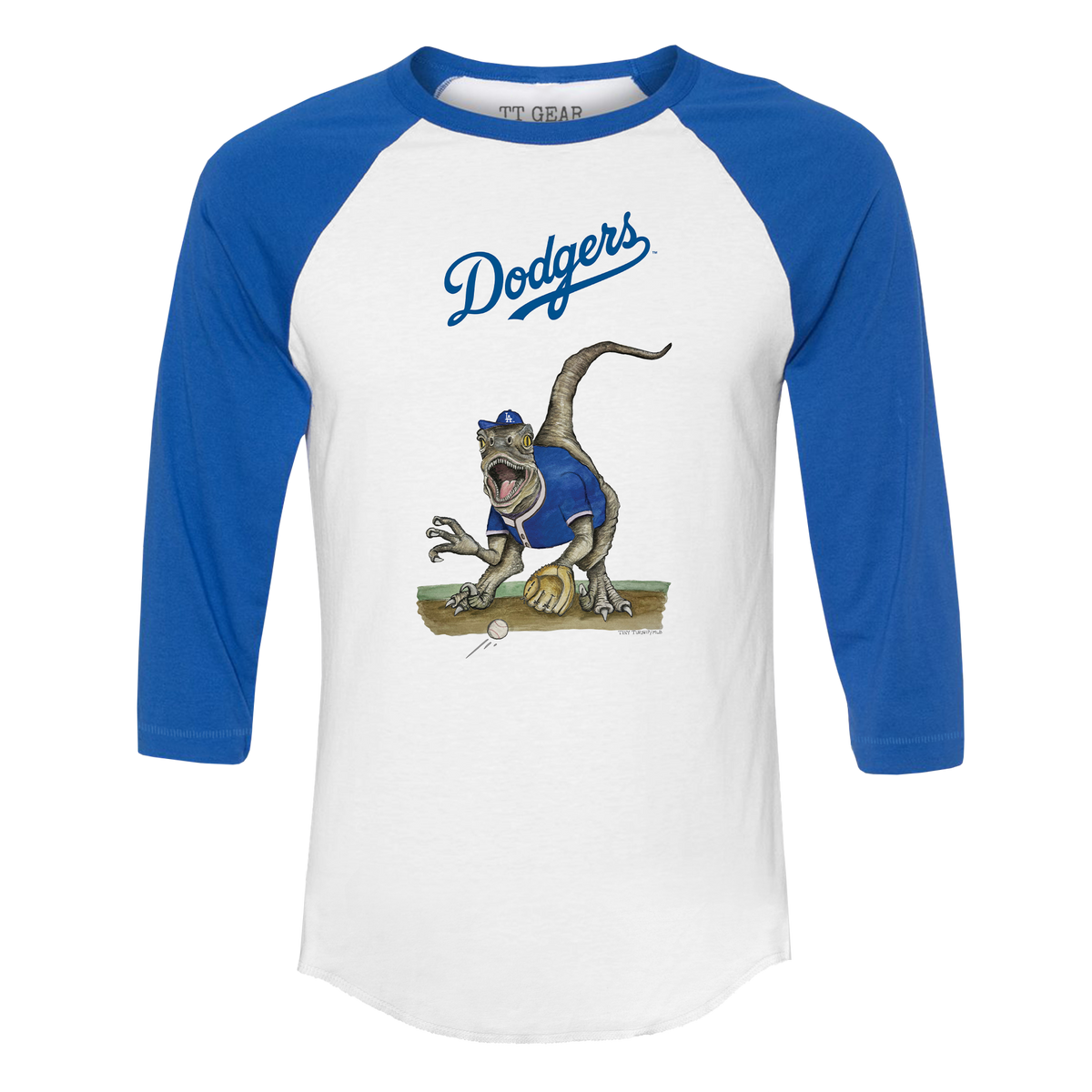 Los Angeles Dodgers Velociraptor 3/4 Royal Blue Sleeve Raglan