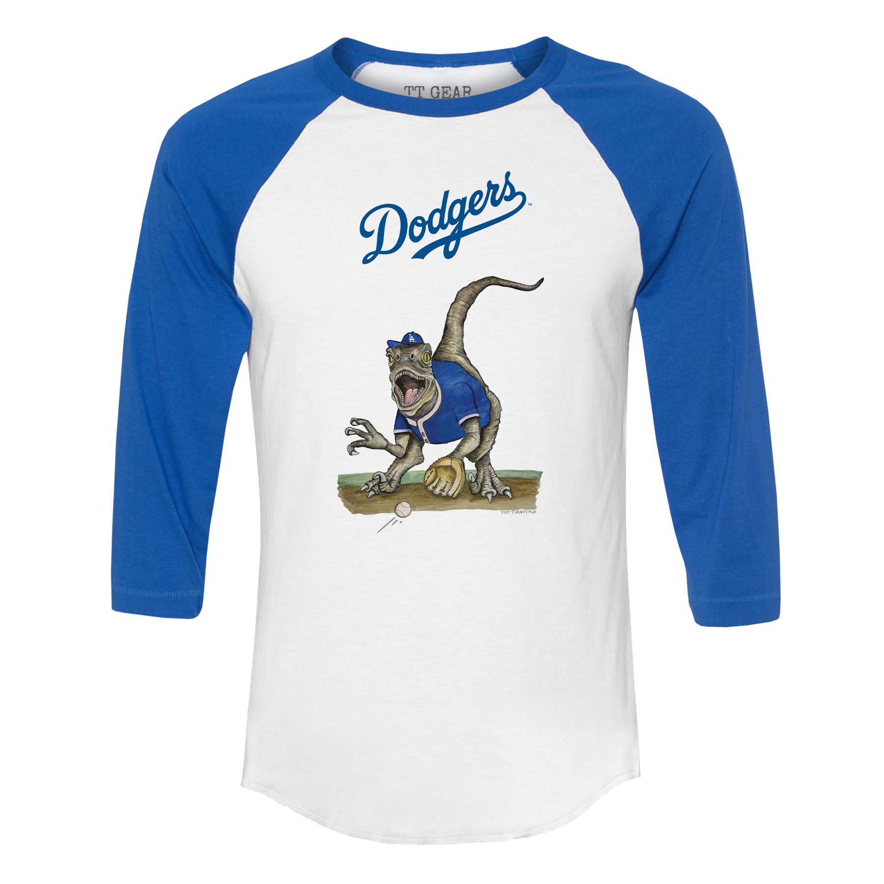 Los Angeles Dodgers Velociraptor 3/4 Royal Blue Sleeve Raglan