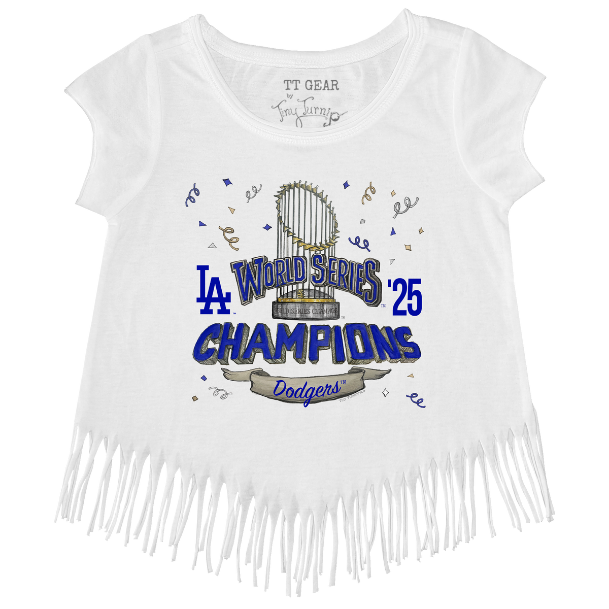 Los Angeles Dodgers Chelsea Freeman 2025 World Series Champs Parade Fringe Tee