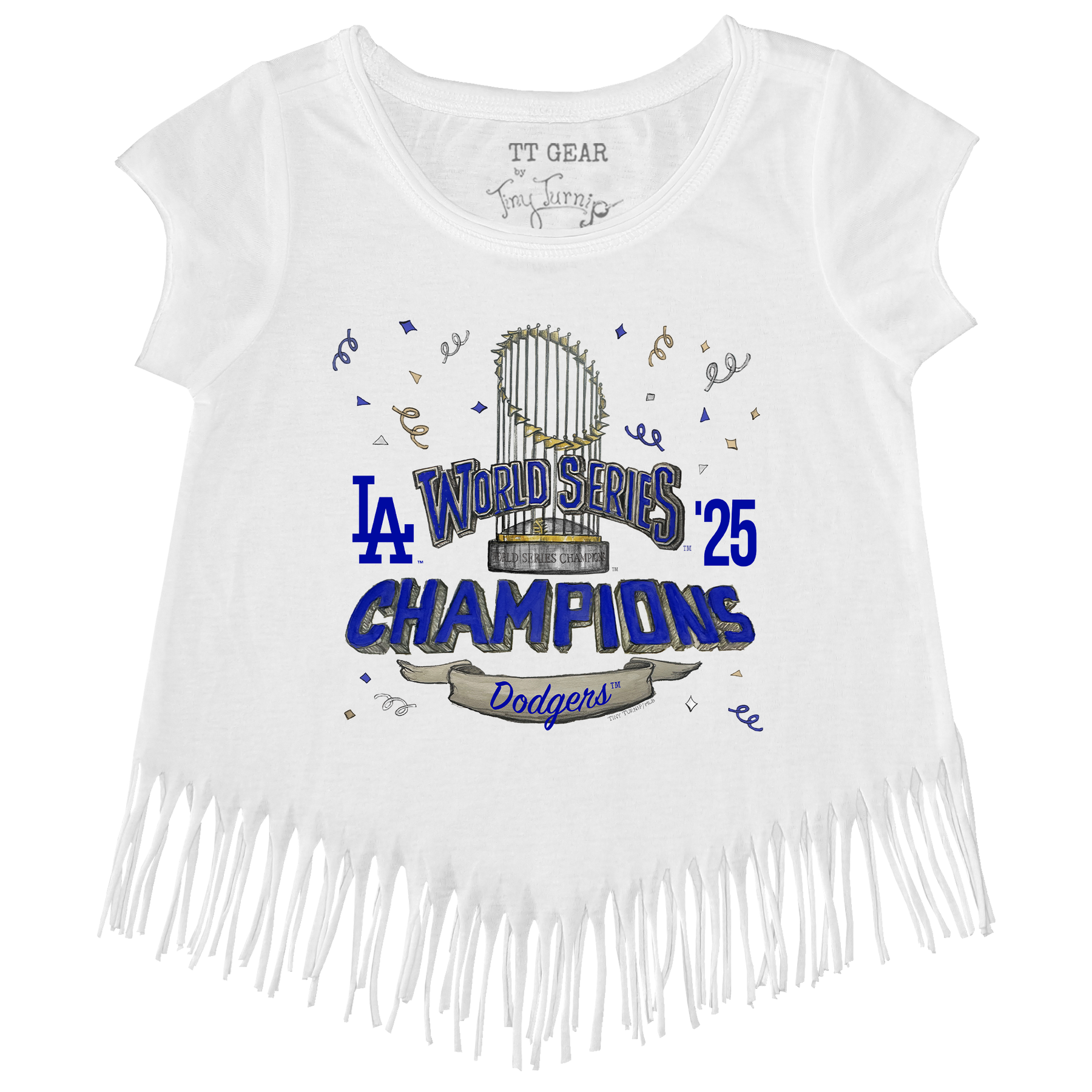Los Angeles Dodgers Chelsea Freeman 2025 World Series Champs Parade Fringe Tee