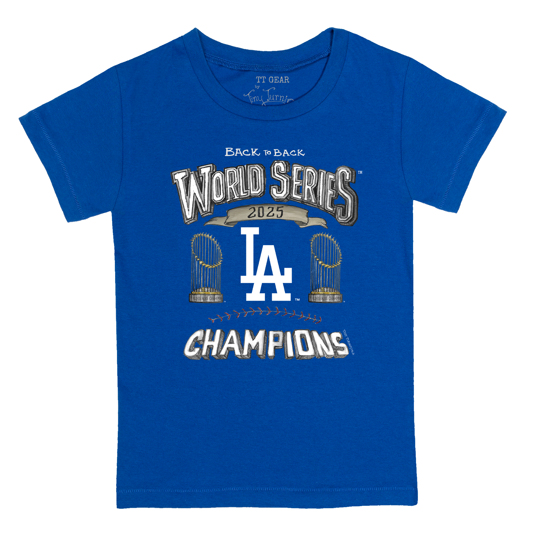 Los Angeles Dodgers Chelsea Freeman Back to Back World Series Champs Kid's Tee Shirt