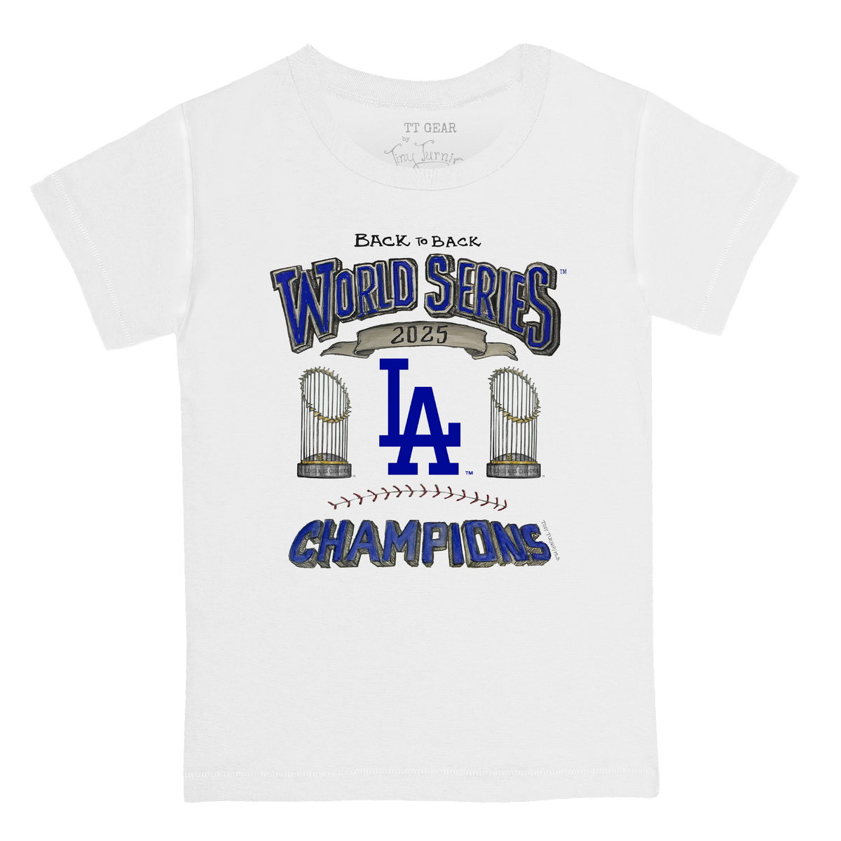 Los Angeles Dodgers Chelsea Freeman Back to Back World Series Champs Kid's Tee Shirt