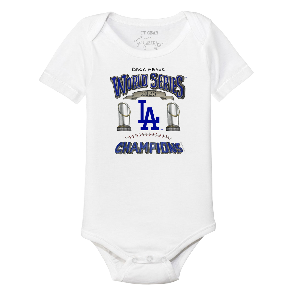 Los Angeles Dodgers Chelsea Freeman Back to Back World Series Champs Short Sleeve Snapper