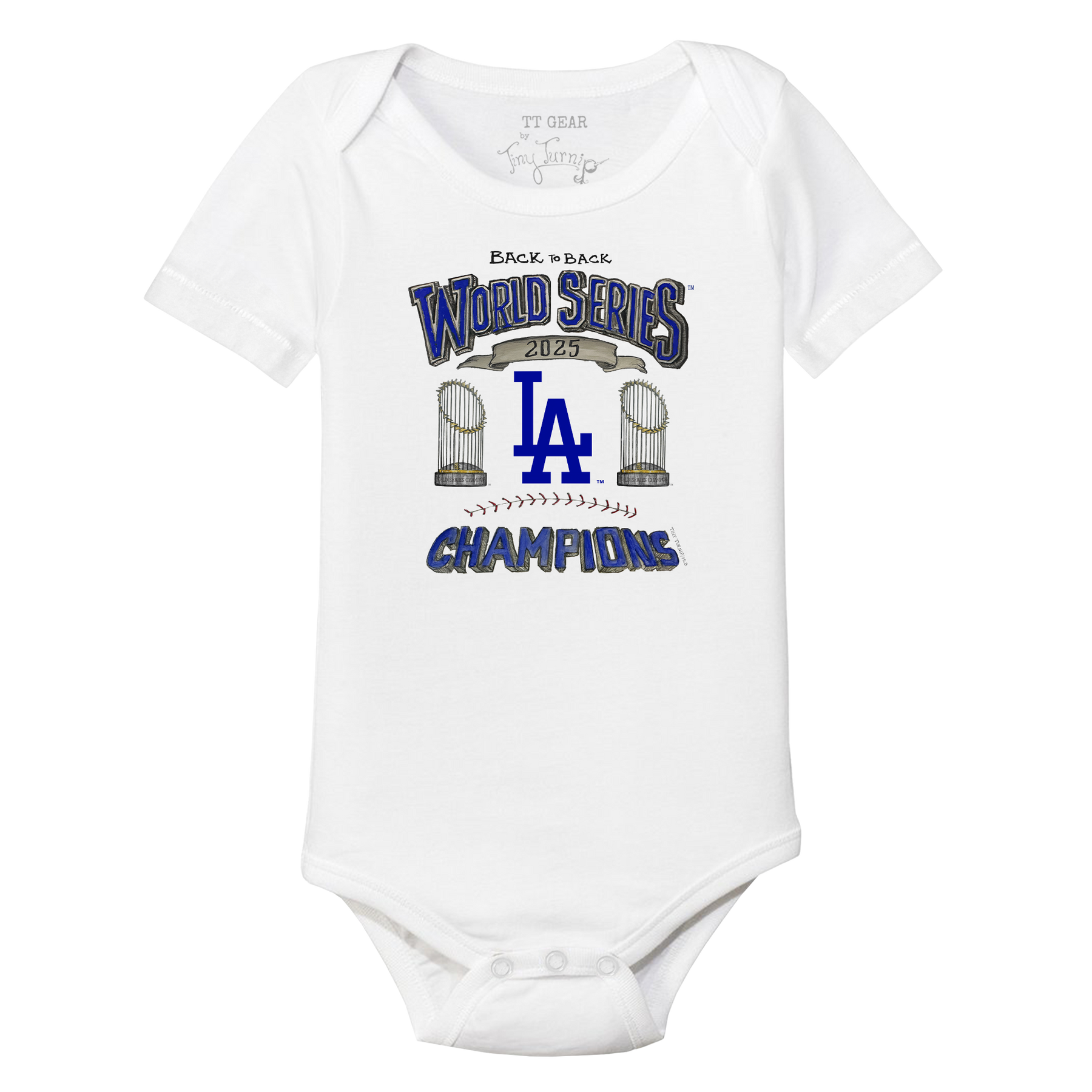 Los Angeles Dodgers Chelsea Freeman Back to Back World Series Champs Short Sleeve Snapper