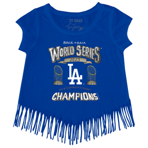 Los Angeles Dodgers Chelsea Freeman Back to Back World Series Champs Fringe Tee