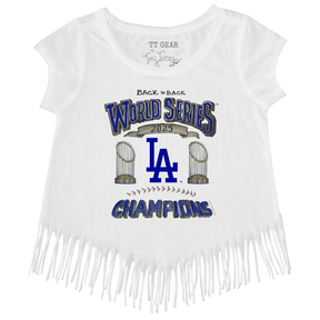 Los Angeles Dodgers Chelsea Freeman Back to Back World Series Champs Fringe Tee