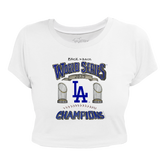 Los Angeles Dodgers Chelsea Freeman Back to Back World Series Champs Riley Crop Tee