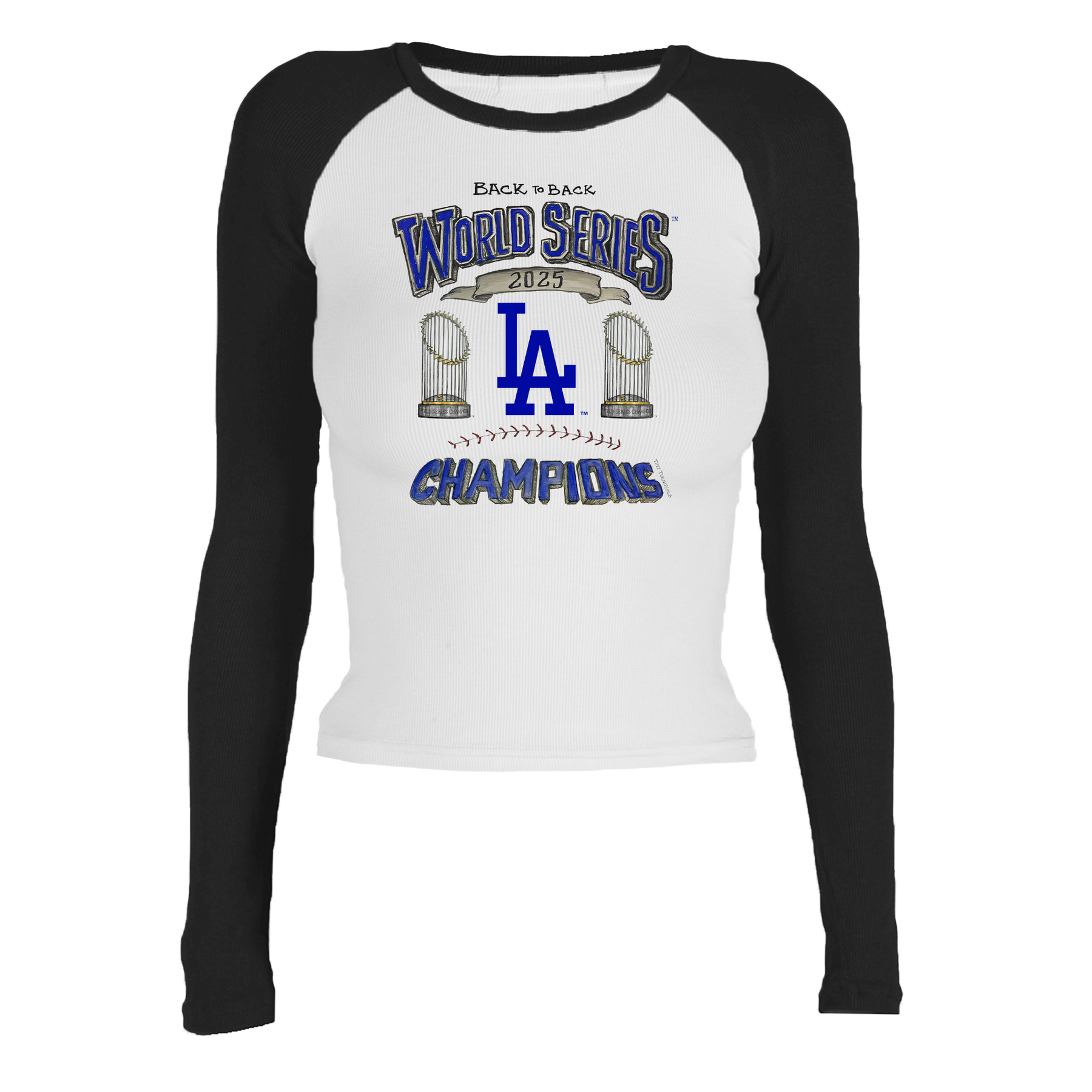 Los Angeles Dodgers Chelsea Freeman Back to Back World Series Champs Roxy Raglan Long Sleeve