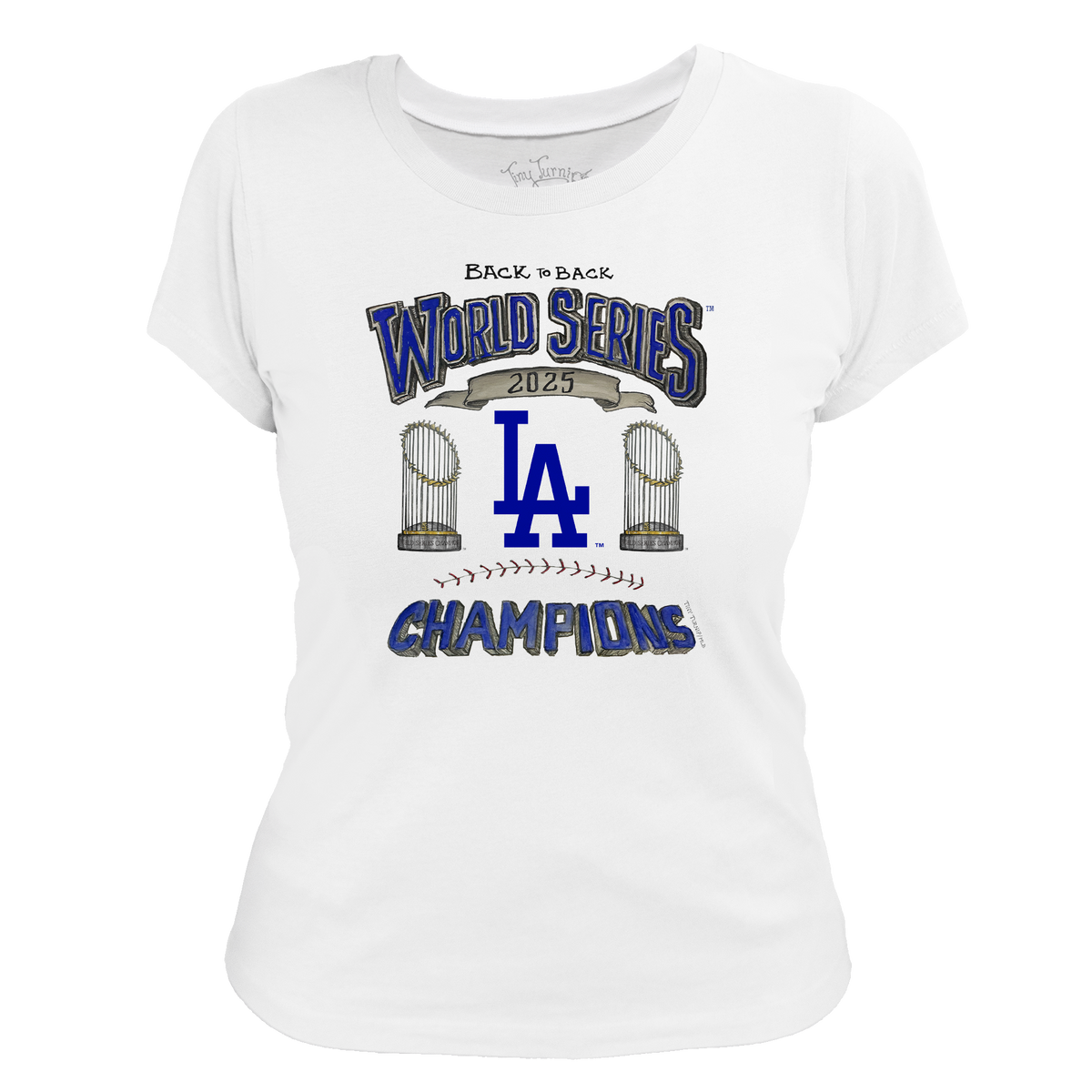 Los Angeles Dodgers Chelsea Freeman Back to Back World Series Champs Women's Tee Shirt