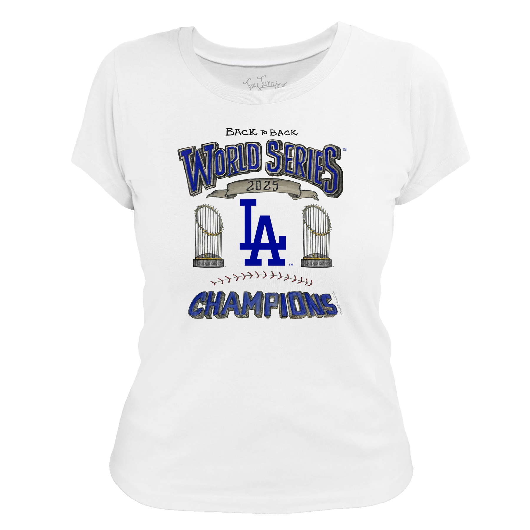 Los Angeles Dodgers Chelsea Freeman Back to Back World Series Champs Women's Tee Shirt