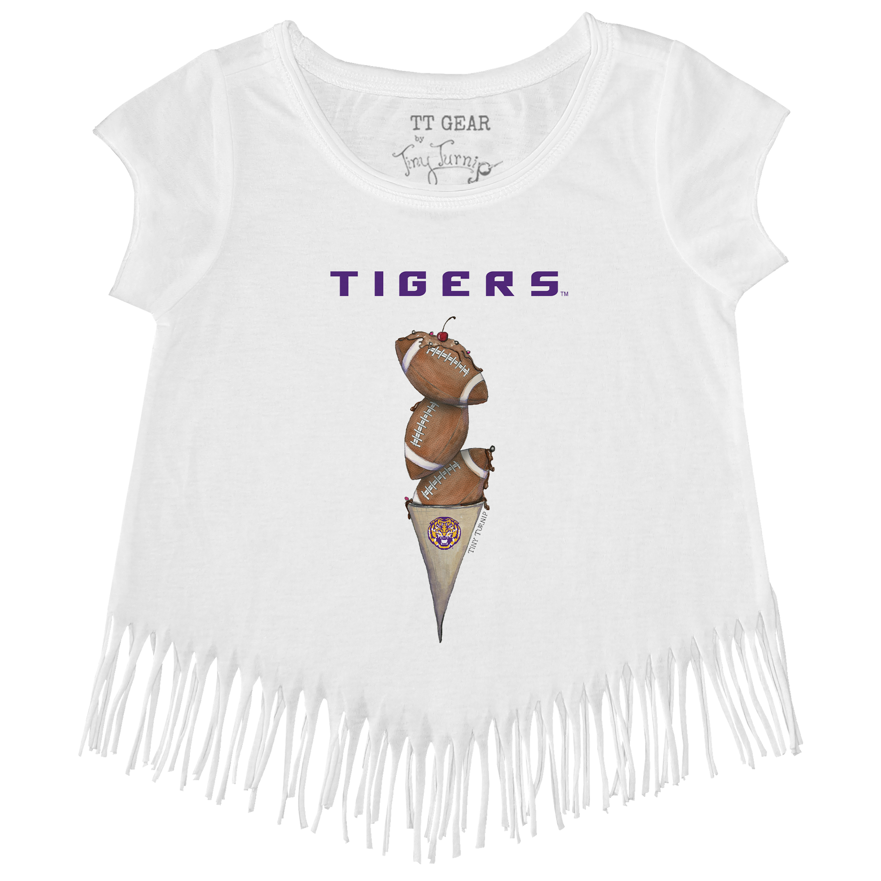 LSU Tigers Football Triple Scoop Fringe Tee