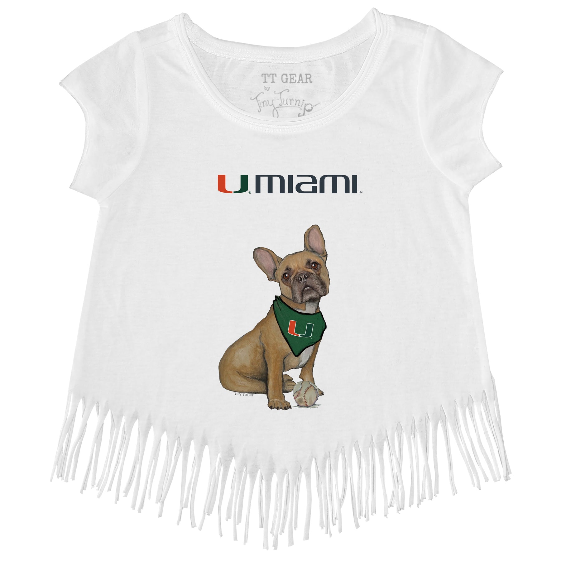 Miami Hurricanes French Bulldog Fringe Tee