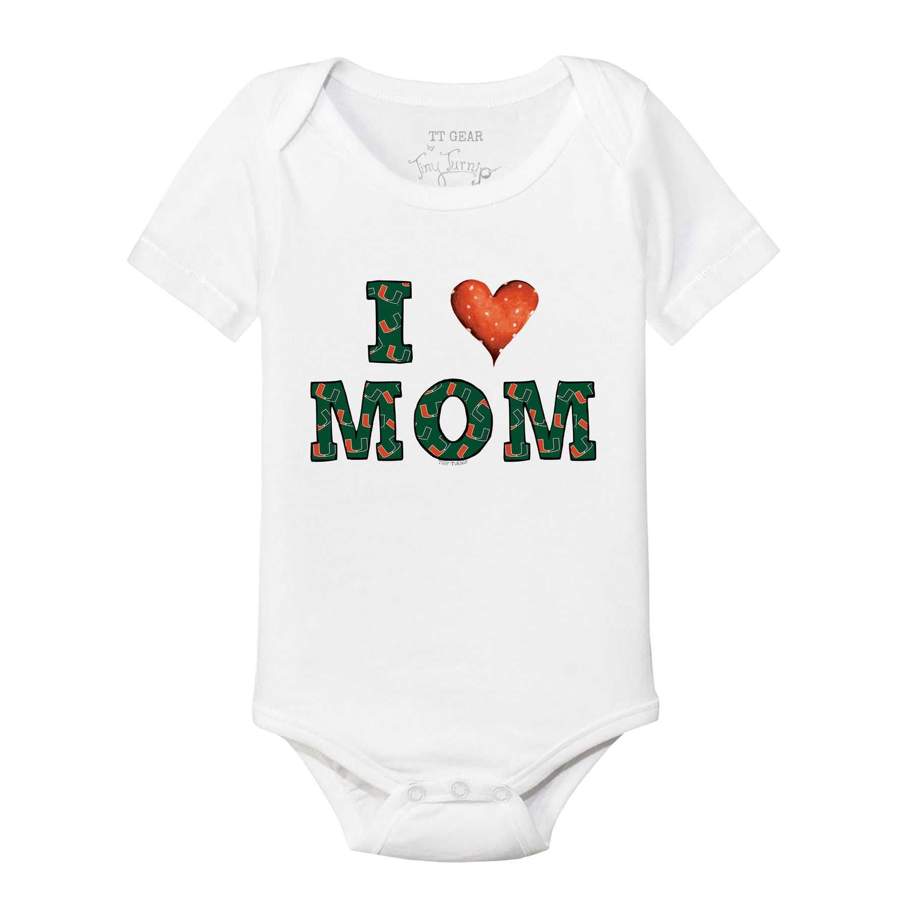 Miami Hurricanes I Love Mom Short Sleeve Snapper