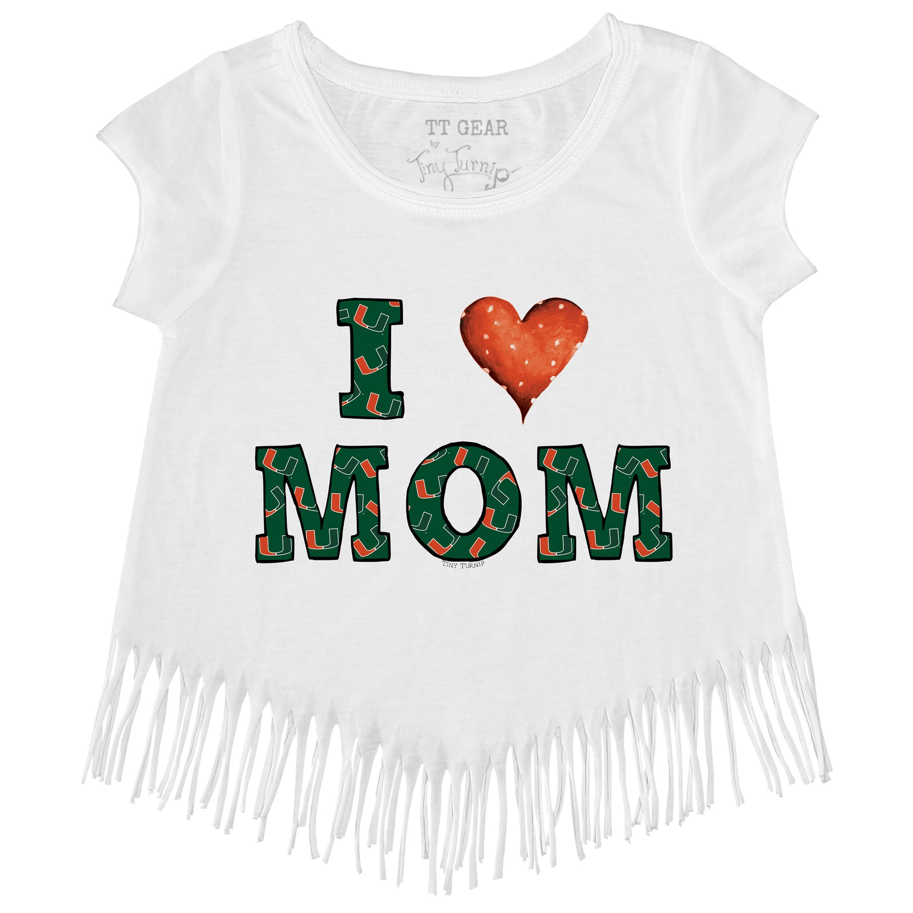 Miami Hurricanes I Love Mom Fringe Tee