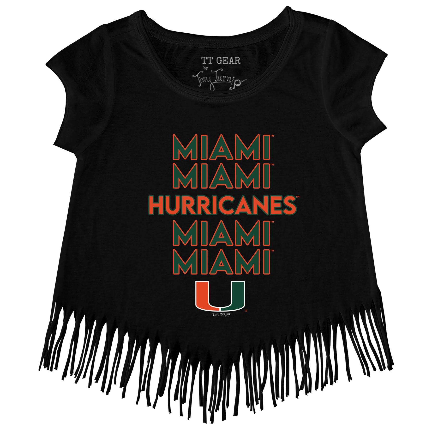 Miami Hurricanes Stacked Fringe Tee