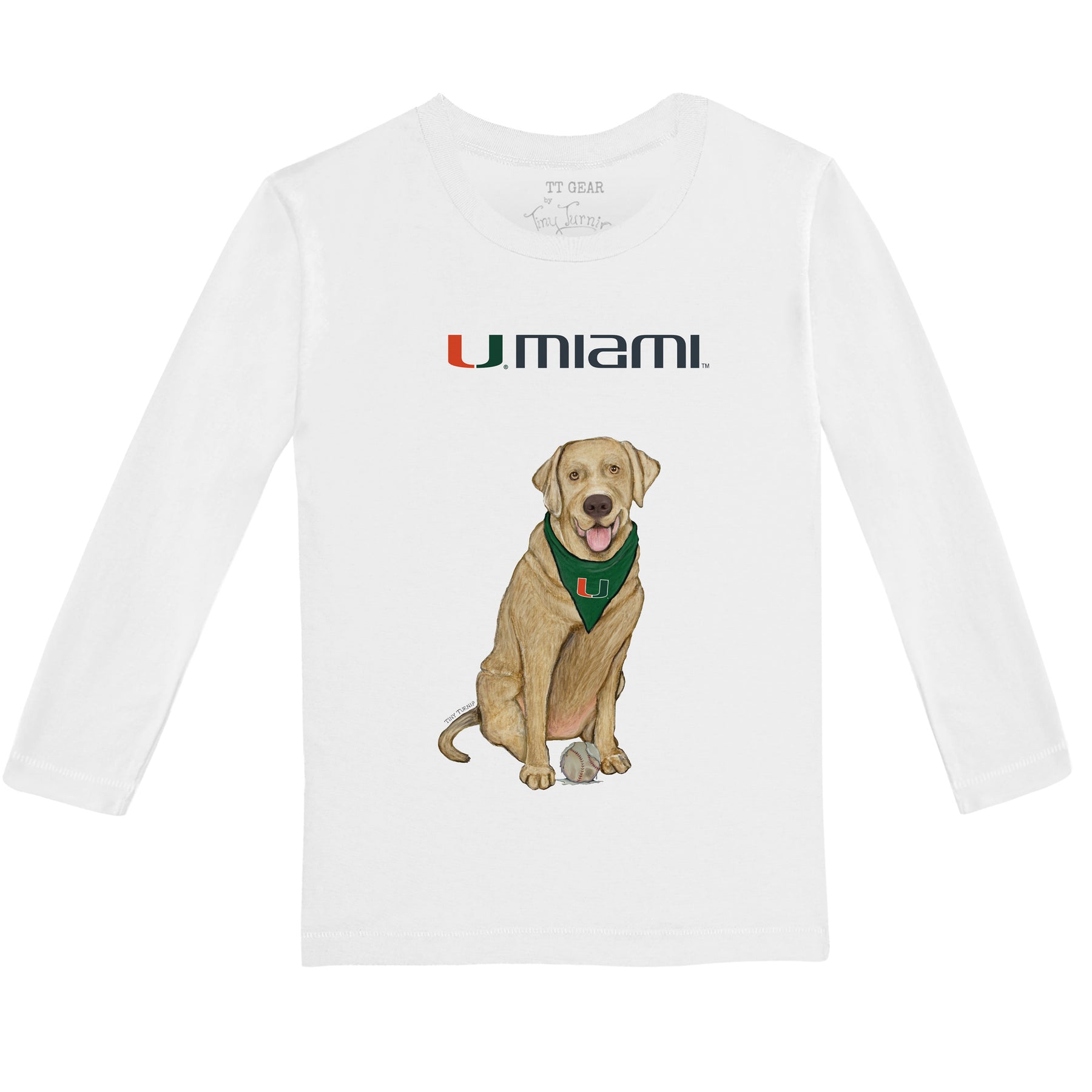 Miami Hurricanes Yellow Labrador Retriever Long-Sleeve Tee Shirt