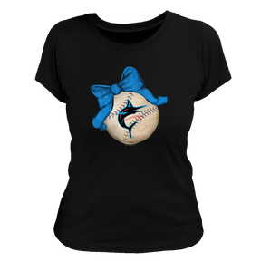 Miami Marlins Baseball Bow Tee Shirt