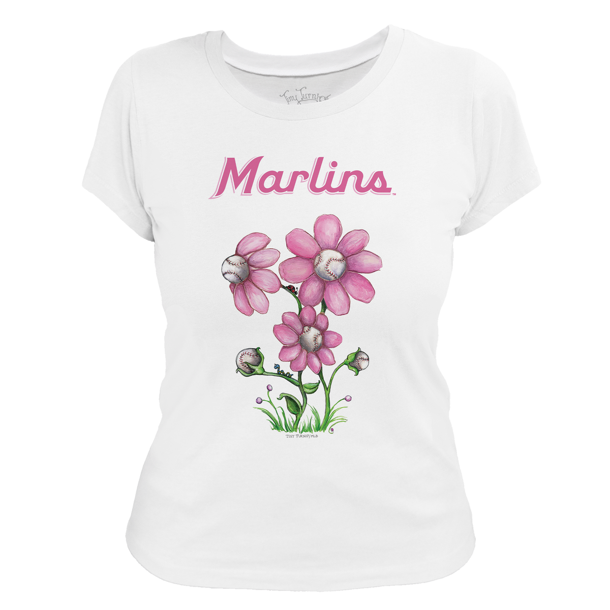 Miami Marlins Blooming Baseballs Tee Shirt