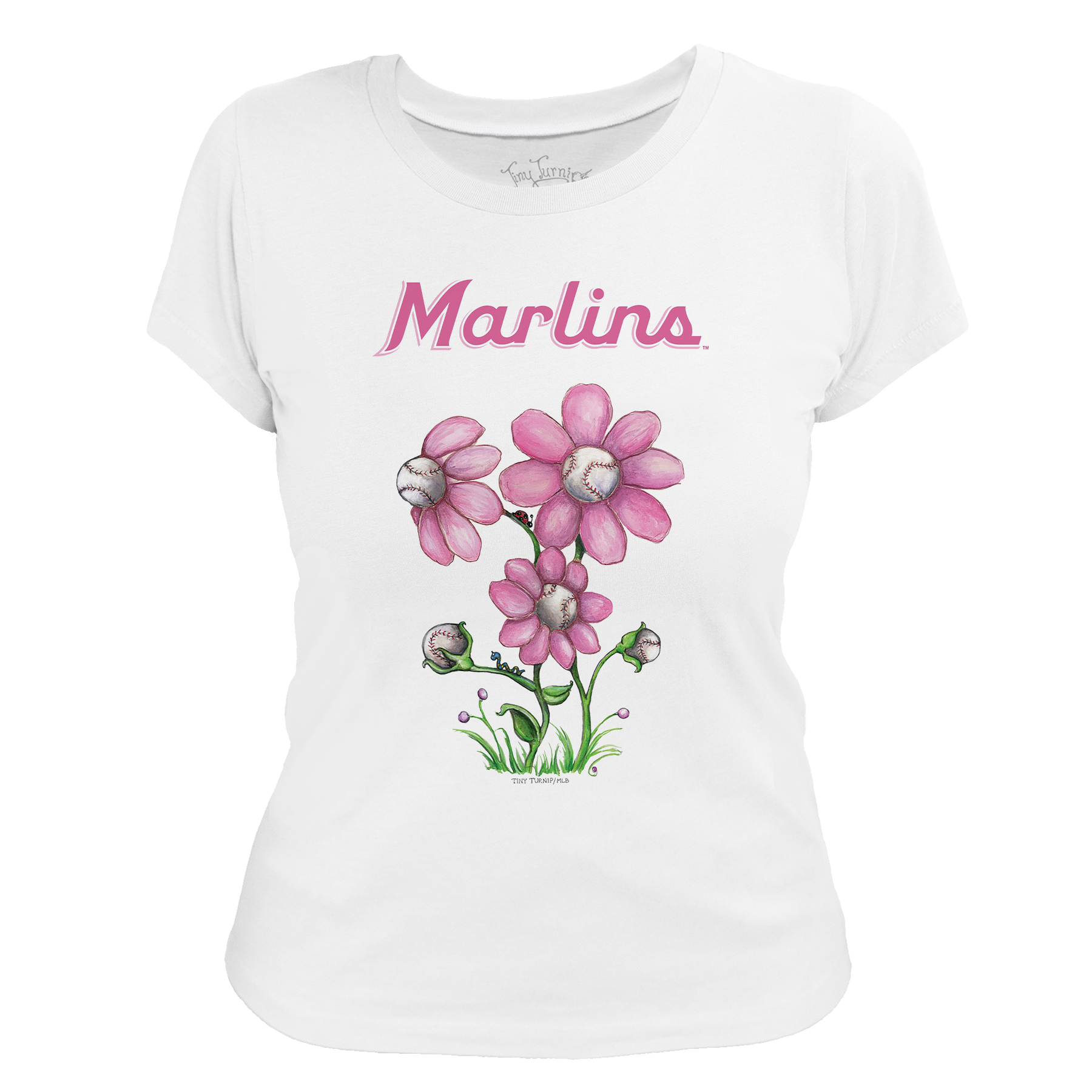 Miami Marlins Blooming Baseballs Tee Shirt
