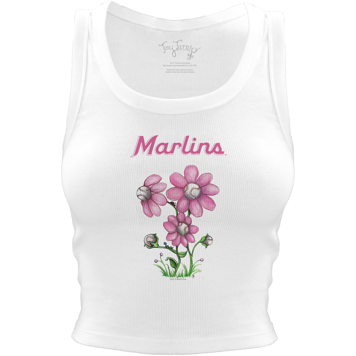 Miami Marlins Blooming Baseballs Crop Tank - Tiny Turnip
