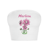 Miami Marlins Blooming Baseballs Crop Tube Top - Tiny Turnip