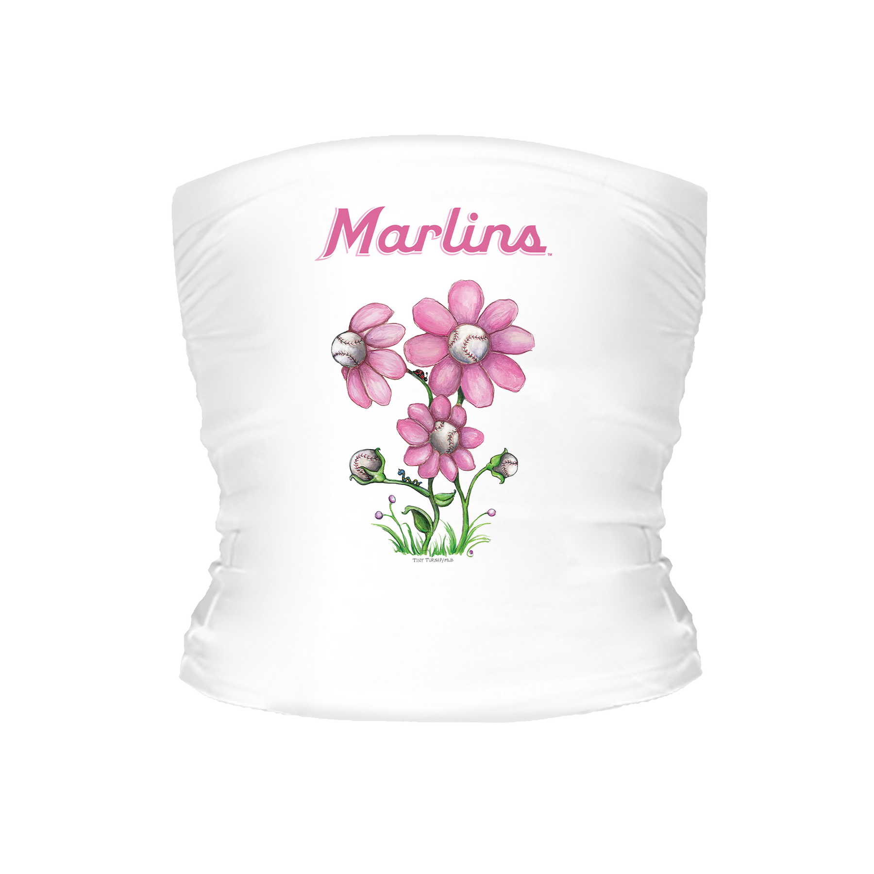 Miami Marlins Blooming Baseball Tube Top - Tiny Turnip