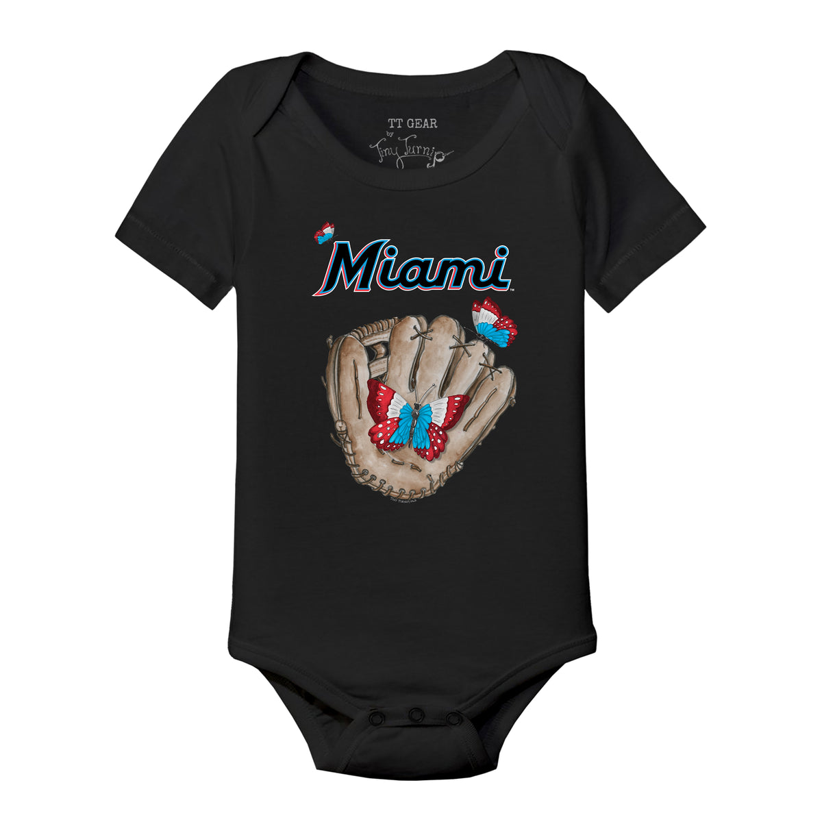 Miami Marlins Butterfly Glove Short Sleeve Snapper