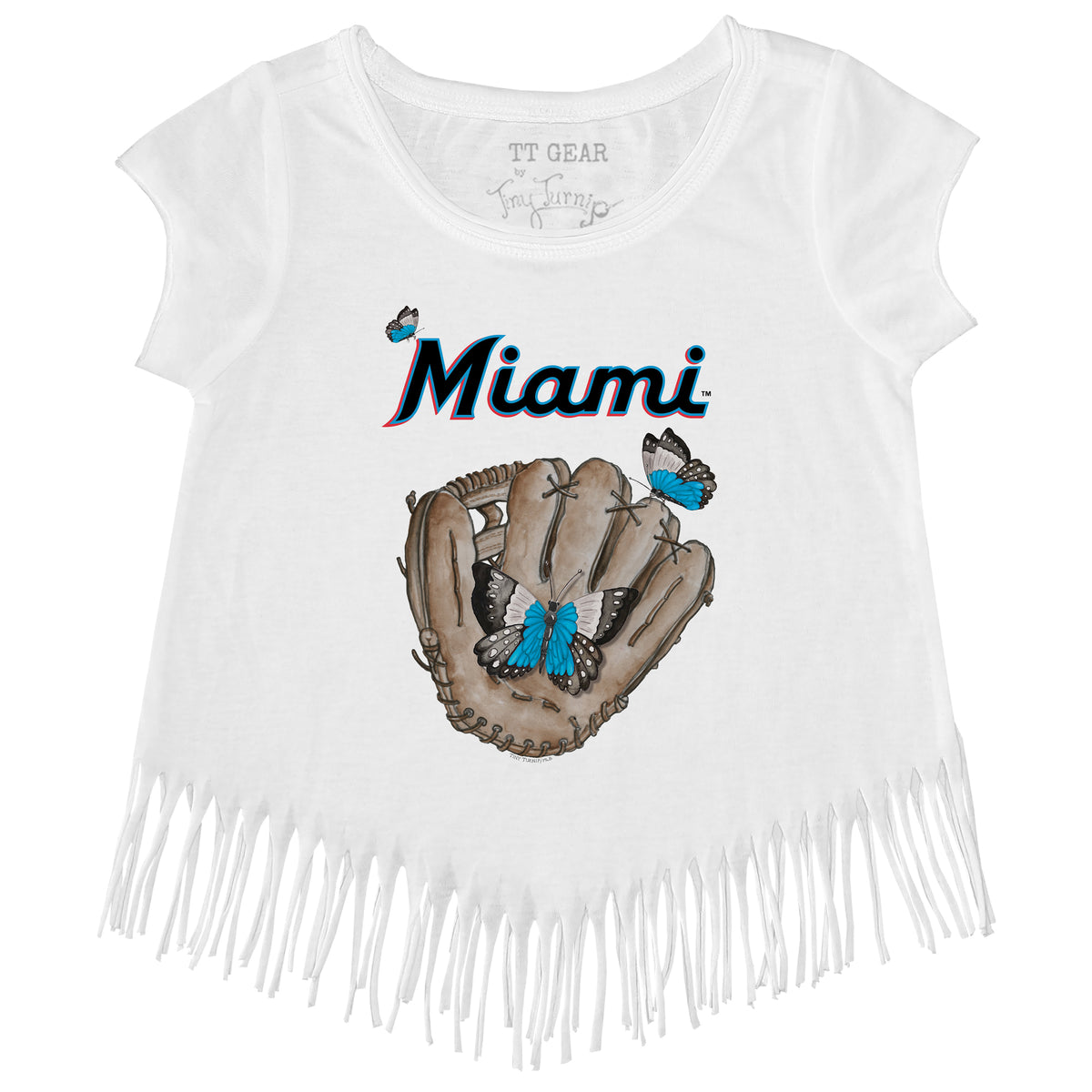 Miami Marlins Butterfly Glove Fringe Tee