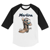 Miami Marlins Cowboy Boot 3/4 Black Sleeve Raglan