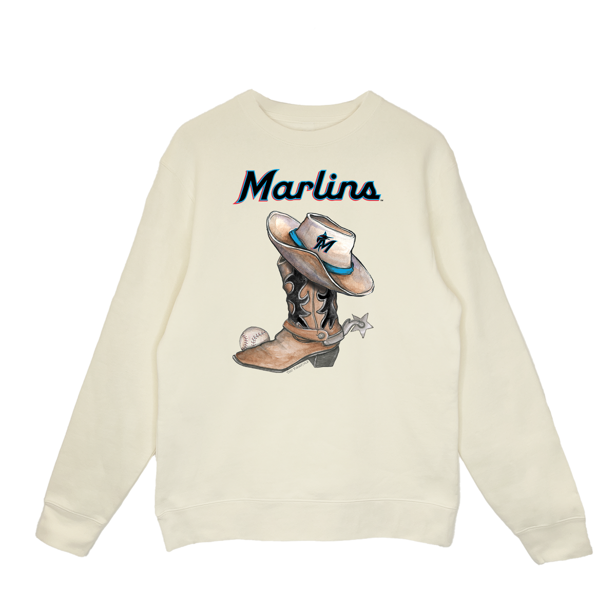 Miami Marlins Cowboy Boot Crewneck Sweatshirt