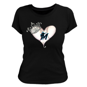 Miami Marlins Tiara Heart Tee Shirt