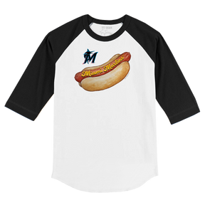 Miami Marlins Hot Dog 3/4 Black Sleeve Raglan