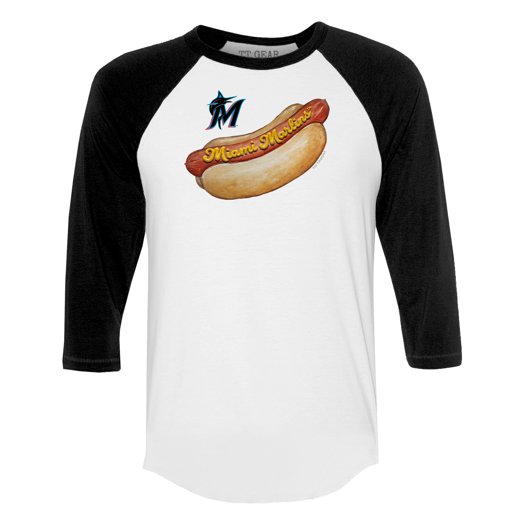 Miami Marlins Hot Dog 3/4 Black Sleeve Raglan