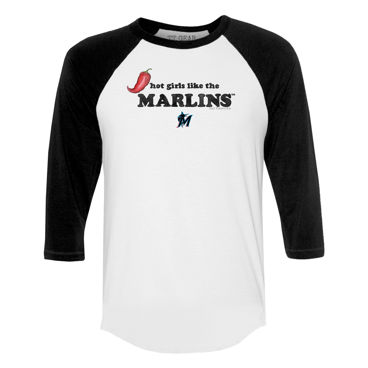Miami Marlins Hot Girls 3/4 Black Sleeve Raglan