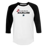 Miami Marlins Hot Girls 3/4 Black Sleeve Raglan