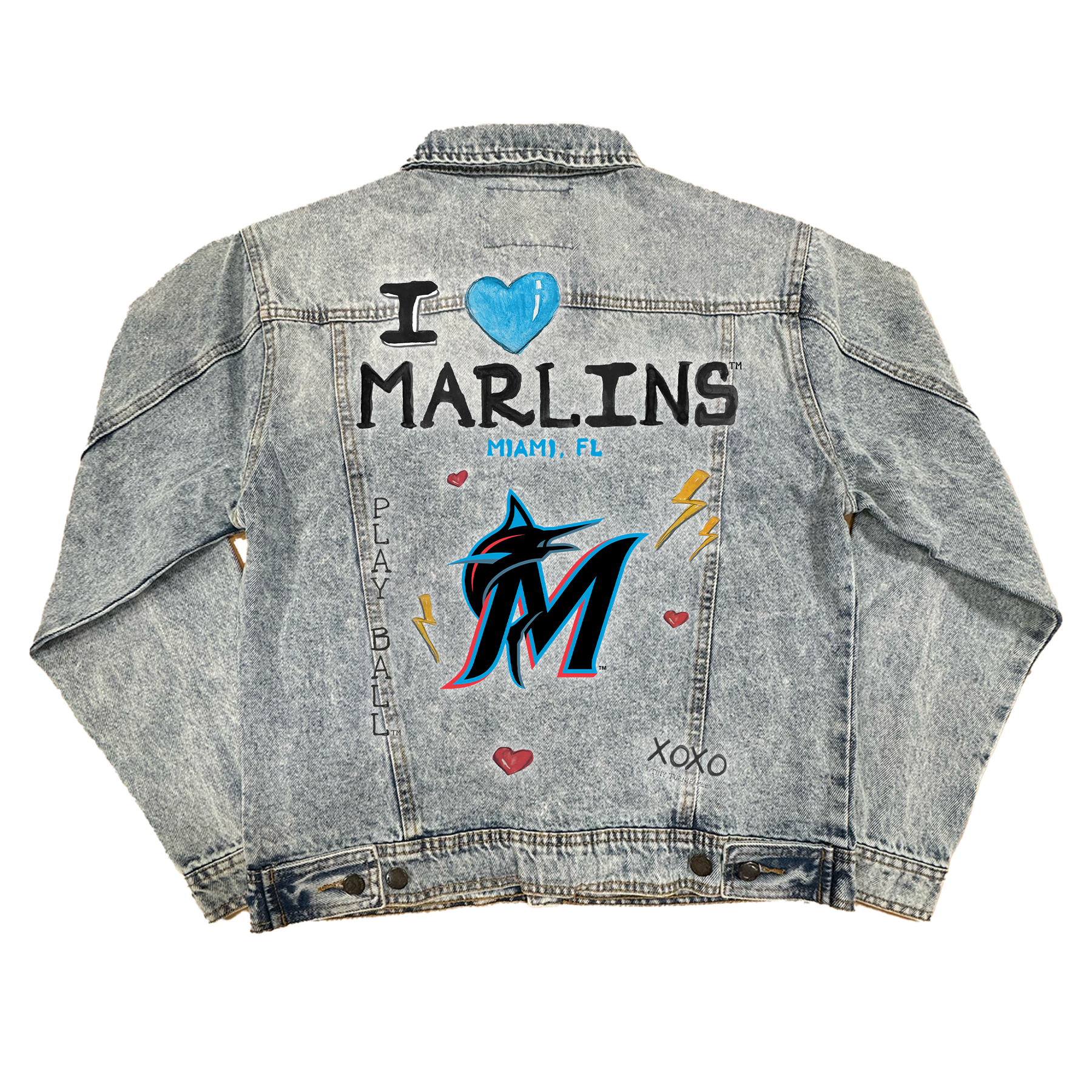 I Heart Marlins Boyfriend Denim Jacket - Tiny Turnip