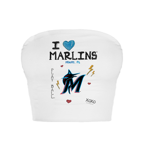 Miami Marlins I Heart Marlins Crop Tube Top