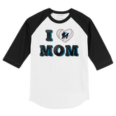 Miami Marlins I Love Mom 3/4 Black Sleeve Raglan