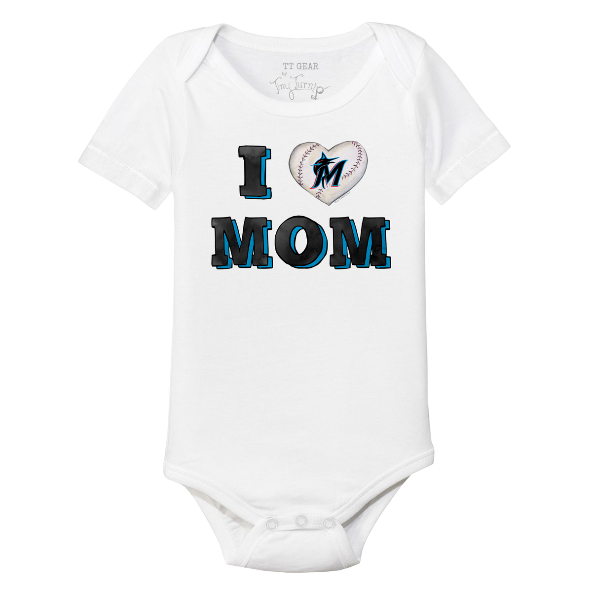 Miami Marlins I Love Mom Short Sleeve Snapper