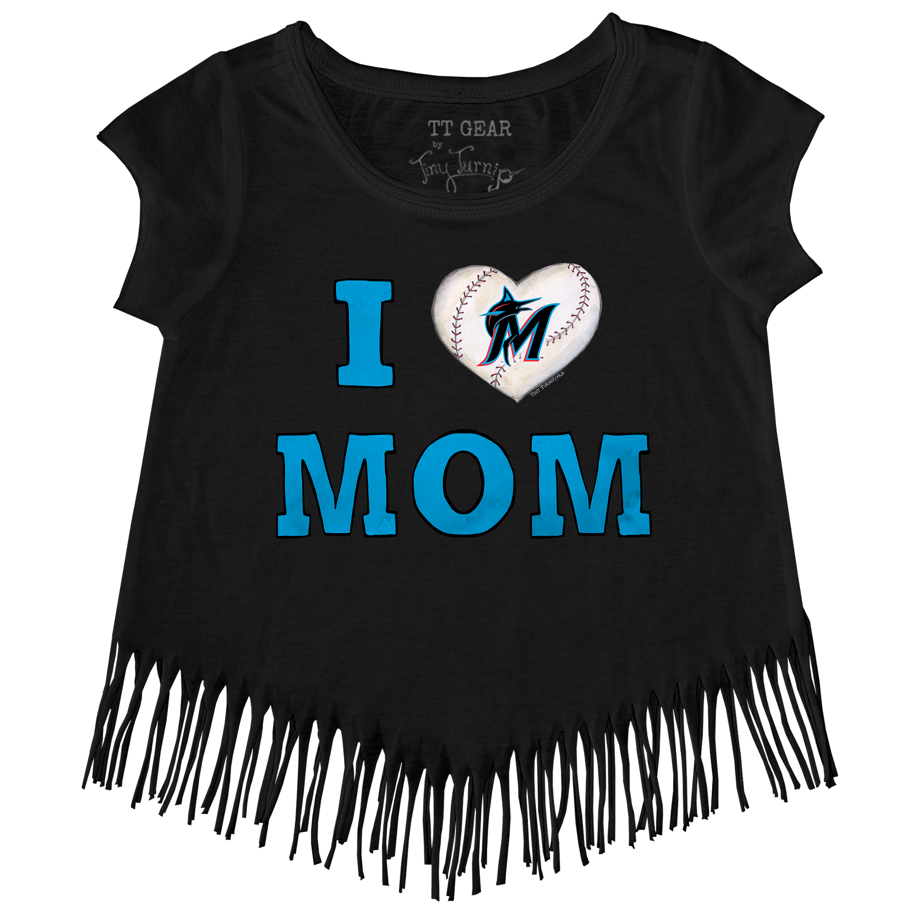 Miami Marlins I Love Mom Fringe Tee