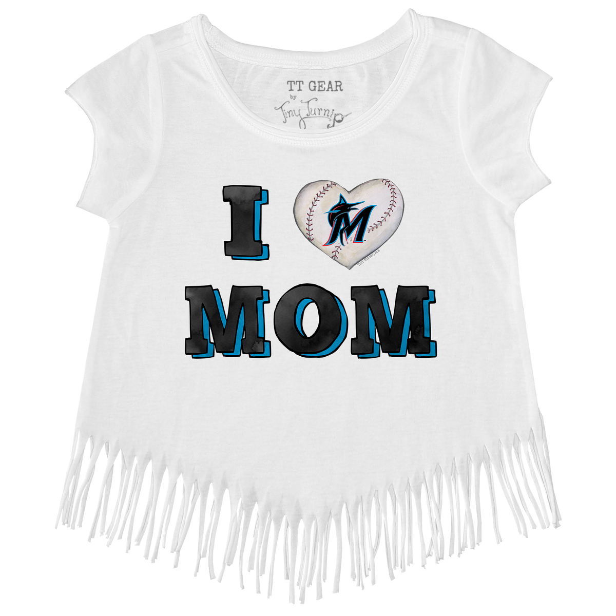 Miami Marlins I Love Mom Fringe Tee